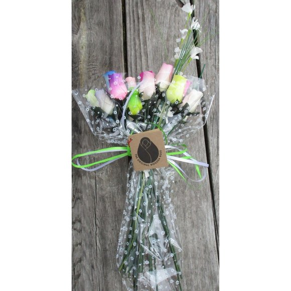 2 Dozen Spring Easter Wooden Rose Bouquet - Picture 7 of 10